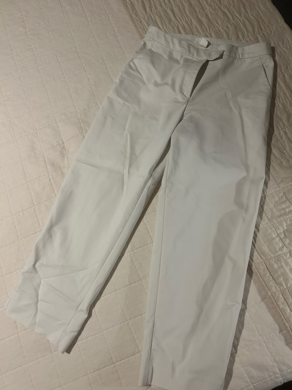 H&M Women's White Cropped Straight-Leg Pants